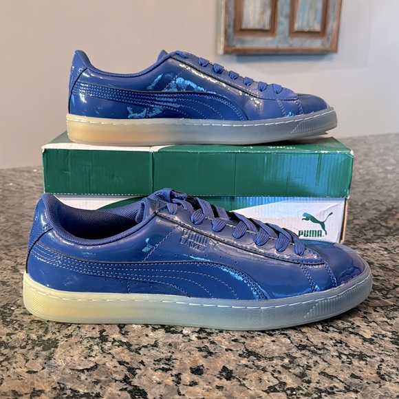 Puma Basket patent Ice Fade blue sneakers NIB 9.5 - Picture 1 of 10